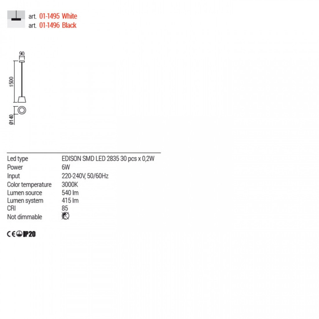 Lustră Interior LOLLI - Art.01-1495, Redo, LED, 6W