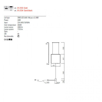 Lampadar/Suspensie Interior SLICK - Art.01-2134, Redo, LED, 28W