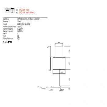 Lampadar/Suspensie Interior SLICK - Art.01-2136, Redo, LED, 37W