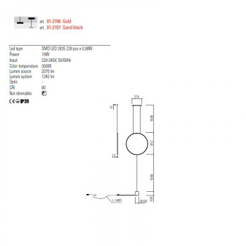 Lampadar/Suspensie Interior SLICK - Art.01-2196, Redo, LED, 19W