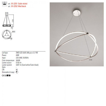 Lustră Interior QUARK - Art.01-2251, Redo, LED, 43W