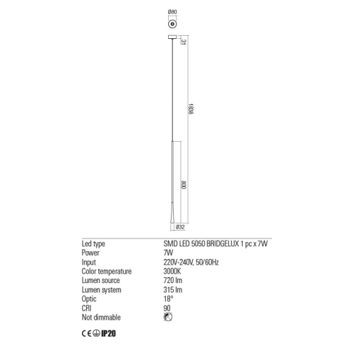 Lustră Interior ITO - Art.01-2356, Redo, LED, 7W