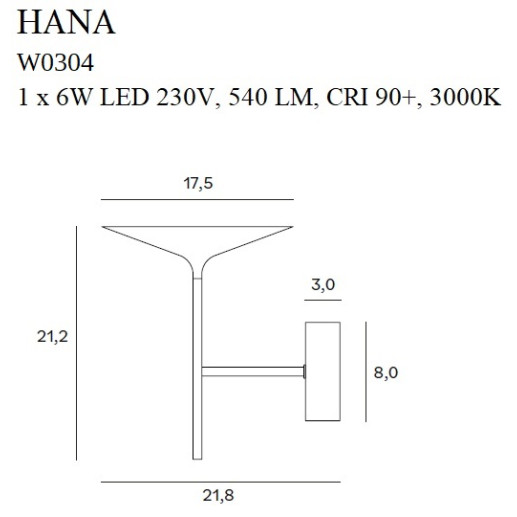 Aplică de interior HANA W0304, Maxlight, auriu