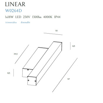 Aplică de interior LINEAR W0264, Maxlight, negru
