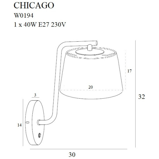 Aplică de interior CHICAGO W0194, Maxlight,  negru
