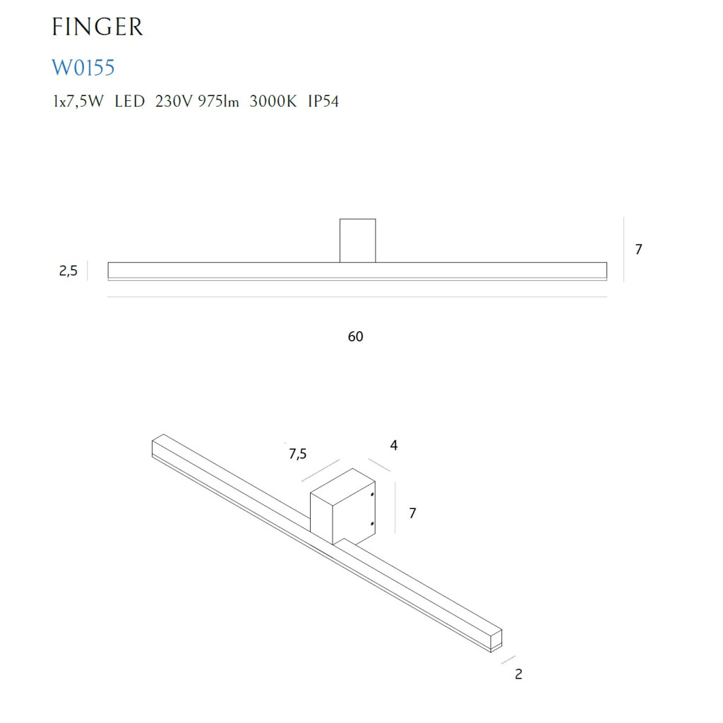 Aplică de interior FINGER60 W0155, Maxlight, alb