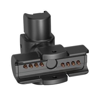 Conector unghiular pentru realizarea conexiunilor mecanice și electrice între două elemente ale sistemului XAXE în aceleași plane 180°