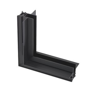 Conector XTRIM S 90grd, unghi interior, plane diferite 48V Negru