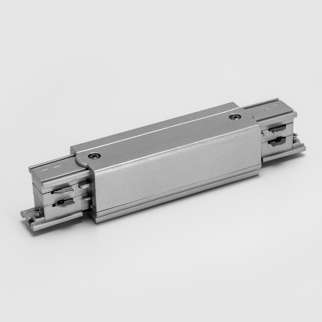 Conector liniar pentru conexiunile mecanică şi electrică a două şine cu trei circuite, Argintiu