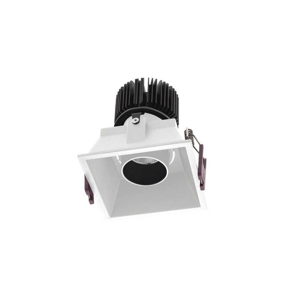 Corp de iluminat pătrat orientabil încastrat XARGO 1x10W 2700K CRI.90 UGR<16 38°, Alb mat/Negru