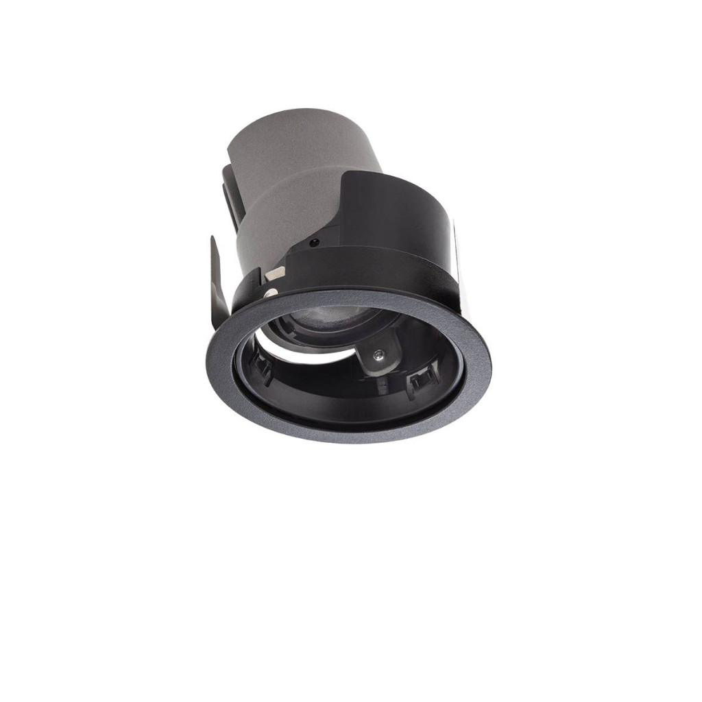 Corp încastrat rotund cu ramă vizibilă XARNO (fără reflector inclus) 13W 2700K 18grd, Negru mat