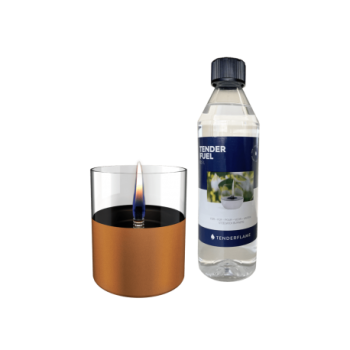 Pachet Lumânare ambientală TenderFlame LILLY 10 COPPER GLASS + TenderFuel 500 ml, Art. TF-600502