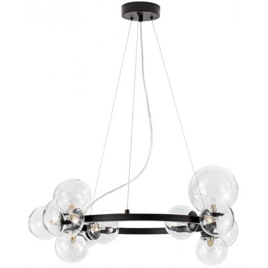 Lustra Nova Luce Odillia, negru, sticla, 11XG9, D.65 cm, 9009249