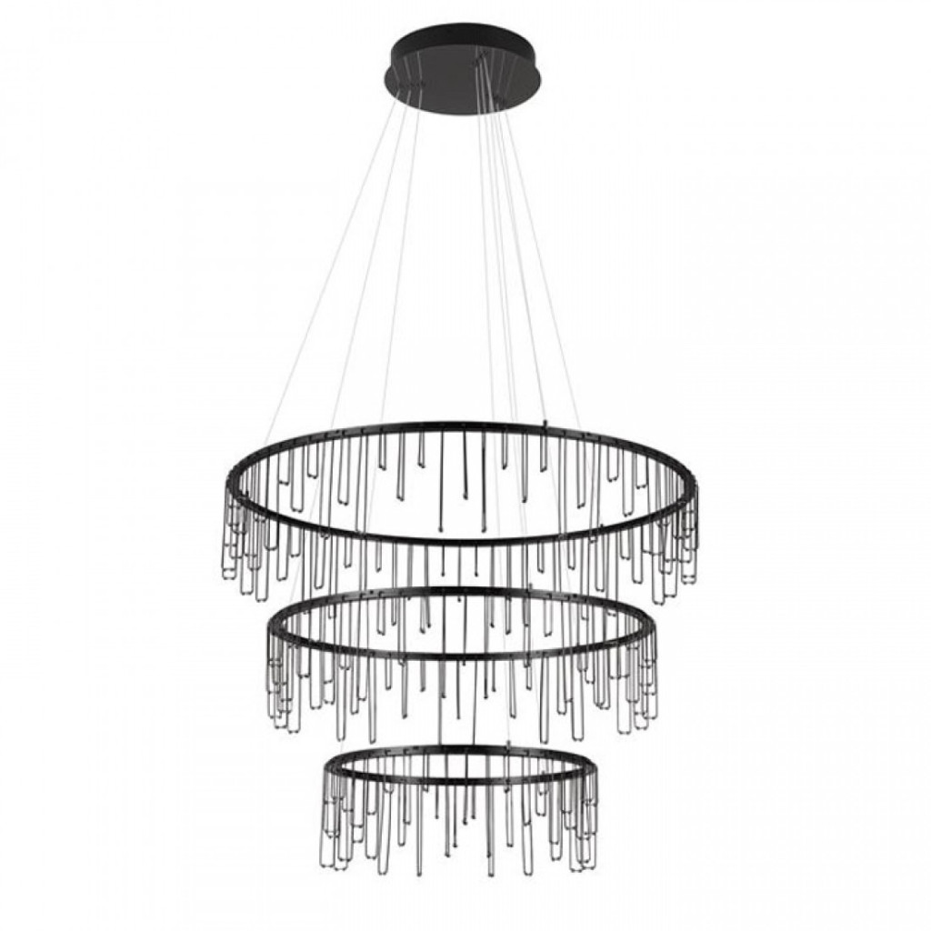 Suspensie Nova Luce Stellar, crom negru, LED, 72W, 6028 lumeni, alb cald 3000K, D.80 cm, 9186971