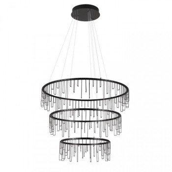 Suspensie Nova Luce Stellar, crom negru, LED, 72W, 6028 lumeni, alb cald 3000K, D.80 cm, 9186971