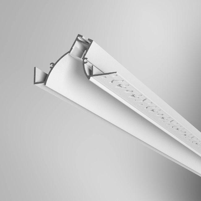 Profil din aluminiu alb pentru instalarea și răcirea benzilor flexibile cu LED-uri + dispersor + 2 elemente terminale