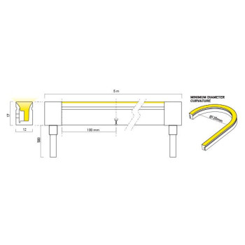 Bandă flexibilă LED XMAGIS 5m, 12X17 CCT 12W/m 140LED/m 2300-4000K