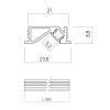 Profil din aluminiu alb pentru instalarea și răcirea benzilor flexibile cu LED-uri cu PCB îngust + dispersor + 2 elemente terminale