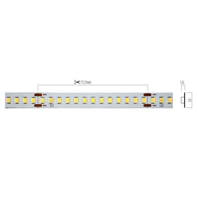 Bandă flexibilă LED XRIBO IP20 15m/rolă 12W/m 182 LED/m 48V DC 6000K CRI.90 >120dgr