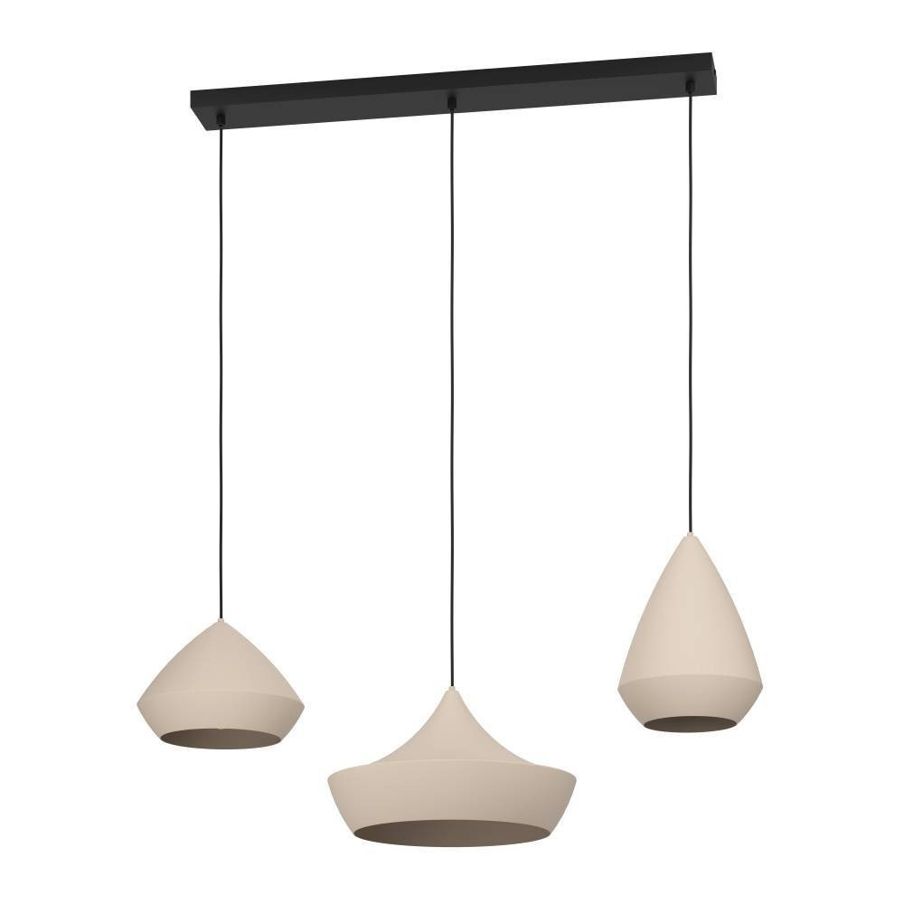 Lustra Eglo Torremolinos, metal, negru/crem, 3XE27, L. 93 cm, 390269