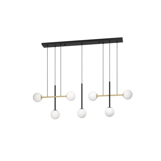 Lustra Eglo Paz, metal, sticla opal, negru, 7XE14, L. 144 cm, 390178