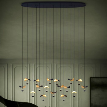 Lustra Eglo Dracera, metal, negru/auriu, LED, 39W, 4760 lumeni, alb cald 3000K, L. 155 cm, 390343