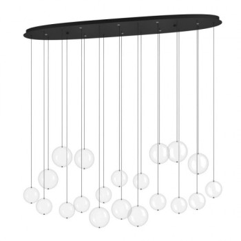 Lustra Eglo Espardello, metal, sticla, negru, LED, 43 W, 4080 lumeni, alb cald 3000K, L. 148 cm, 390344
