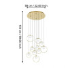 Lustra Eglo Portocolom, metal, alama, sticla opal, LED, 30W, 3500 lumeni, alb cald 3000K, D. 58 cm, 390345