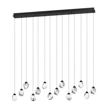 Lustra Eglo Sindicat, metal, sticla, negru, LED, 42W, 4900 lumeni, alb cald 3000K, L. 140 cm, 390414