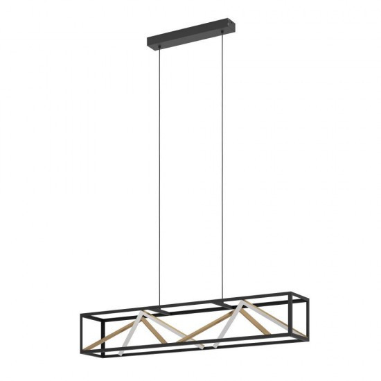 Lustra Eglo Penela, metal, negru/auriu, telecomanda, LED, 46W, 4700 lumeni, 2700K/4000K/6500K, L. 116 cm, 390417