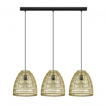 Lustra Eglo Ayesgarth, negru, lemn, 3XE27, H. 110 cm, 43867