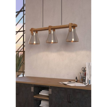Lustra Eglo Cawton, metal, lemn, 3XE27, L. 110 cm, 43952