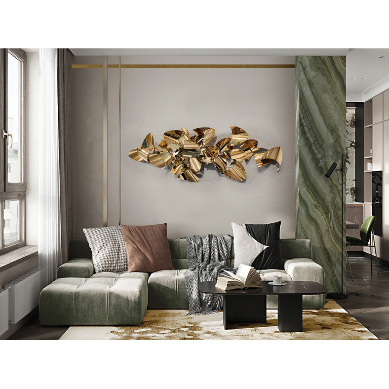Sculptură decorativă pentru perete CAMILE - Art. 829809, Schuller, Auriu Roz