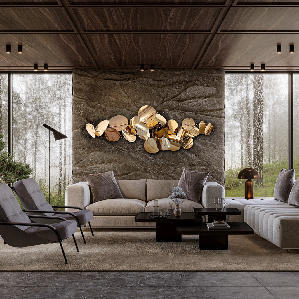 Sculptură decorativă pentru perete SERENITY - Art. 895323, Schuller, Auriu Roz