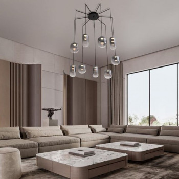 Lustra Nova Luce Aelia, negru mat, LED, 36W, 3766 lumeni, alb cald 3000K, D.82 cm, 9009144