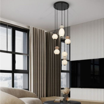 Lustra Nova Luce Pallina, negru, LED, 28W, 1680 lumeni, alb cald 3000K, D.42 cm, 9009305