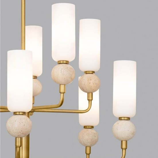 Lustra Nova Luce Filomena, auriu, sticla alba, 10xG9, D.66 cm, 9019788