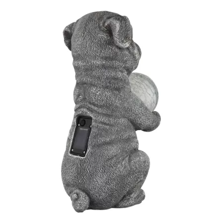 Figurină solară pug - Art. 33889, Globo, Gri