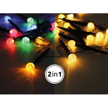 Ghirlandă luminoasă solară - Art. 36352-20, Globo, Negru/Transparent