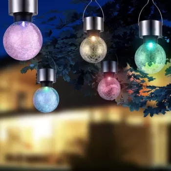 Lampă solară - Art. 33058, Globo, Crom/Transparent