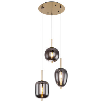 Suspensie de interior BLACKY I - Art. 15345-3MM, Globo, Alamă/Fumuriu