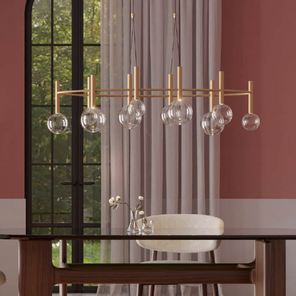 Lustra Redo Bolla, auriu mat, LED CCT, 44W, 3312 lumeni, 2700K/3000K, L.121 cm, 01-4558