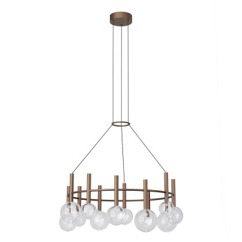Lustra Redo Bolla, cafeniu mat, LED CCT, 53W, 4230 lumeni, 2700K/3000K, D.84 cm, 01-4784