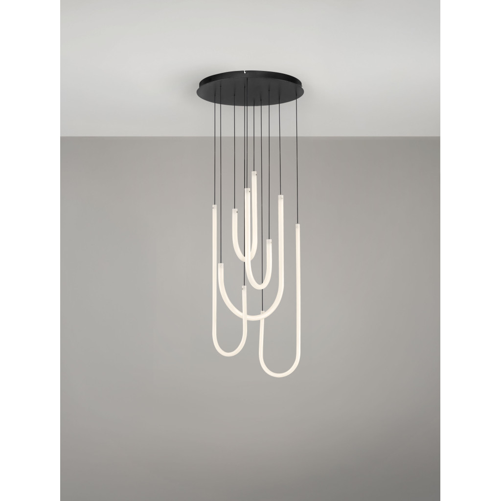 Lustra Nova Luce Topaz, negru mat, LED, 55W, 3850 lumeni, 3000K, D.50 cm, 9100150