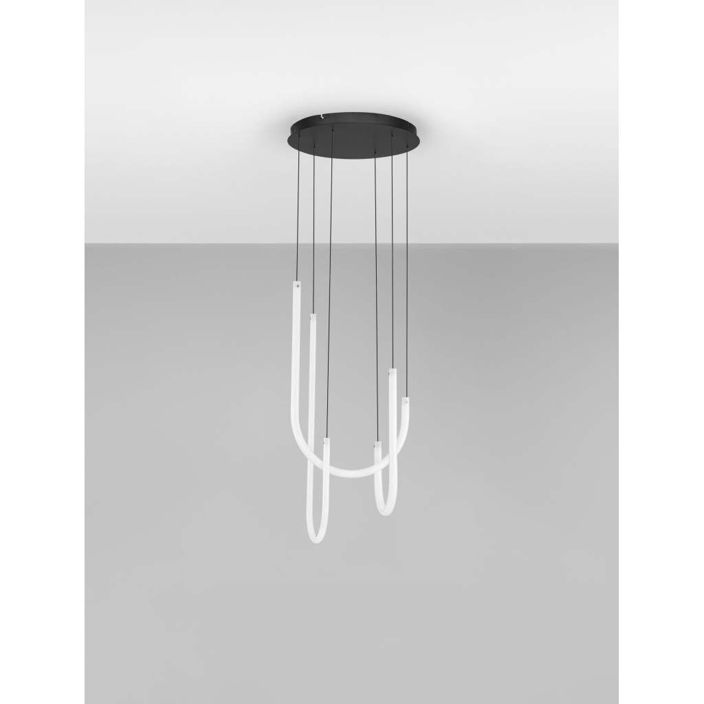 Lustra Nova Luce Topaz, negru mat, LED, 40W, 2800 lumeni, 3000K, D.41 cm, 9100151