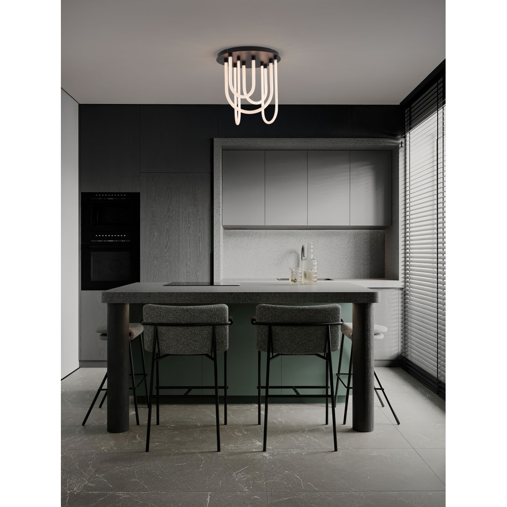 Plafoniera Nova Luce Topaz, negru mat, LED, 55W, 3850 lumeni, 3000K, D.50 cm, 9100152