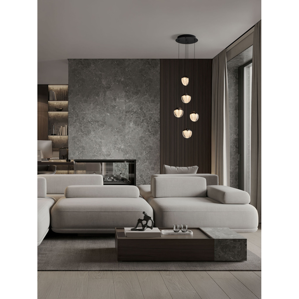 Lustra Nova Luce Alicia, negru mat, LED, 25W, 1575 lumeni, alb cald 3000K, D.33 cm, 9124113