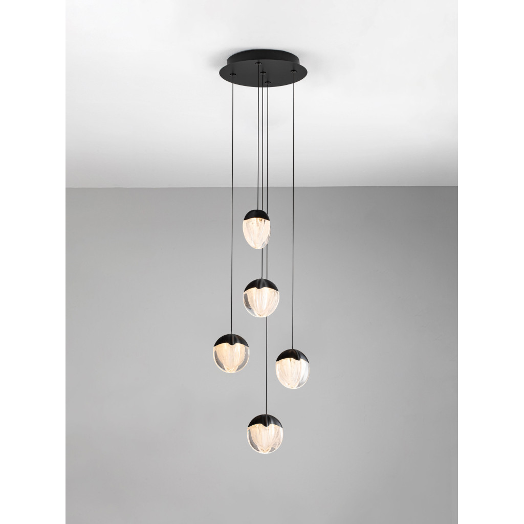 Lustra Nova Luce Alicia, negru mat, LED, 25W, 1575 lumeni, alb cald 3000K, D.33 cm, 9124113