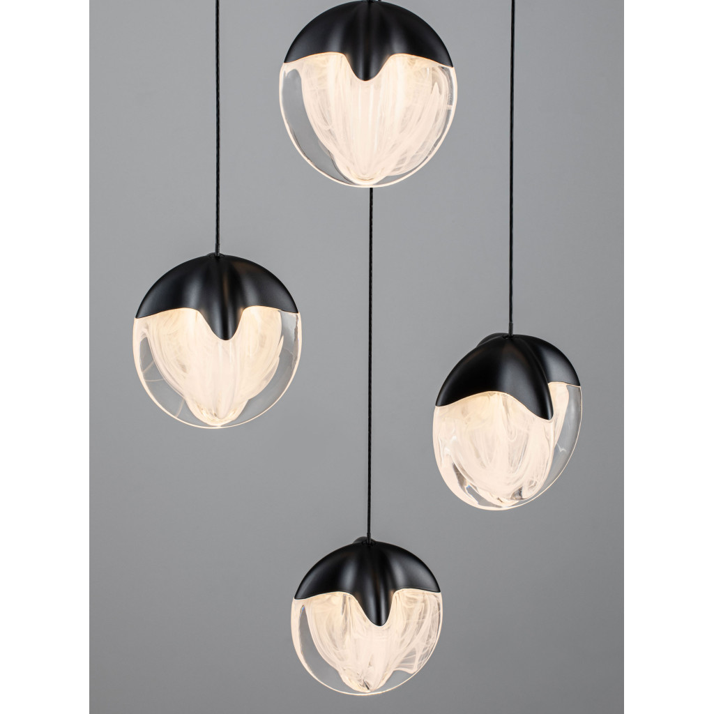 Lustra Nova Luce Alicia, negru mat, LED, 25W, 1575 lumeni, alb cald 3000K, D.33 cm, 9124113