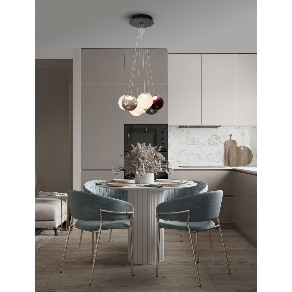 Lustra Nova Luce Silenzio, negru periat, LED, 41W, 2093 lumeni, alb cald 3000K, D.45 cm, 9190212
